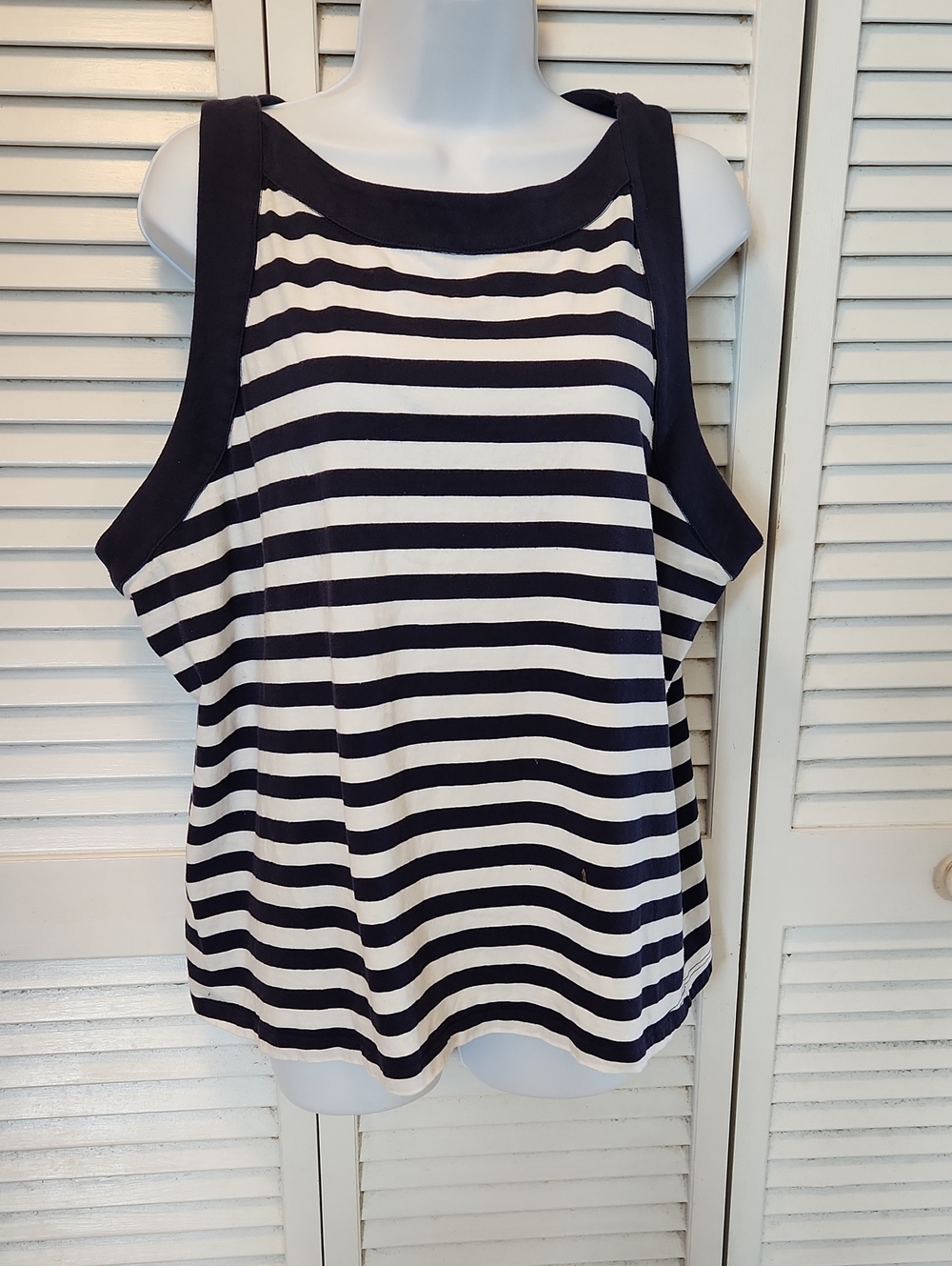 Coral Bay Navy and White Striped Tank Top